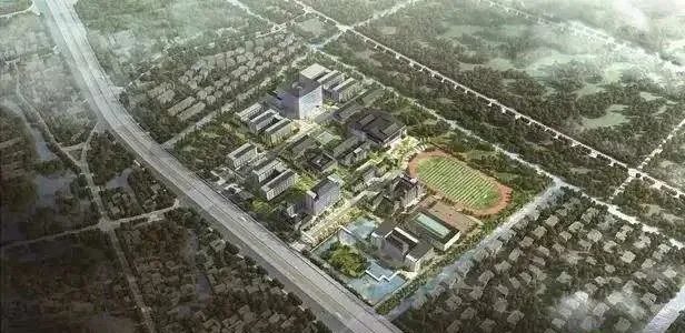 盐城市经贸高级职业学校改扩建鸟瞰效果图